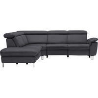 ECKSOFA in Flachgewebe, Mikrofaser Anthrazit  - Anthrazit/Beige, Design, Textil/Metall (239/271cm) - Cantus