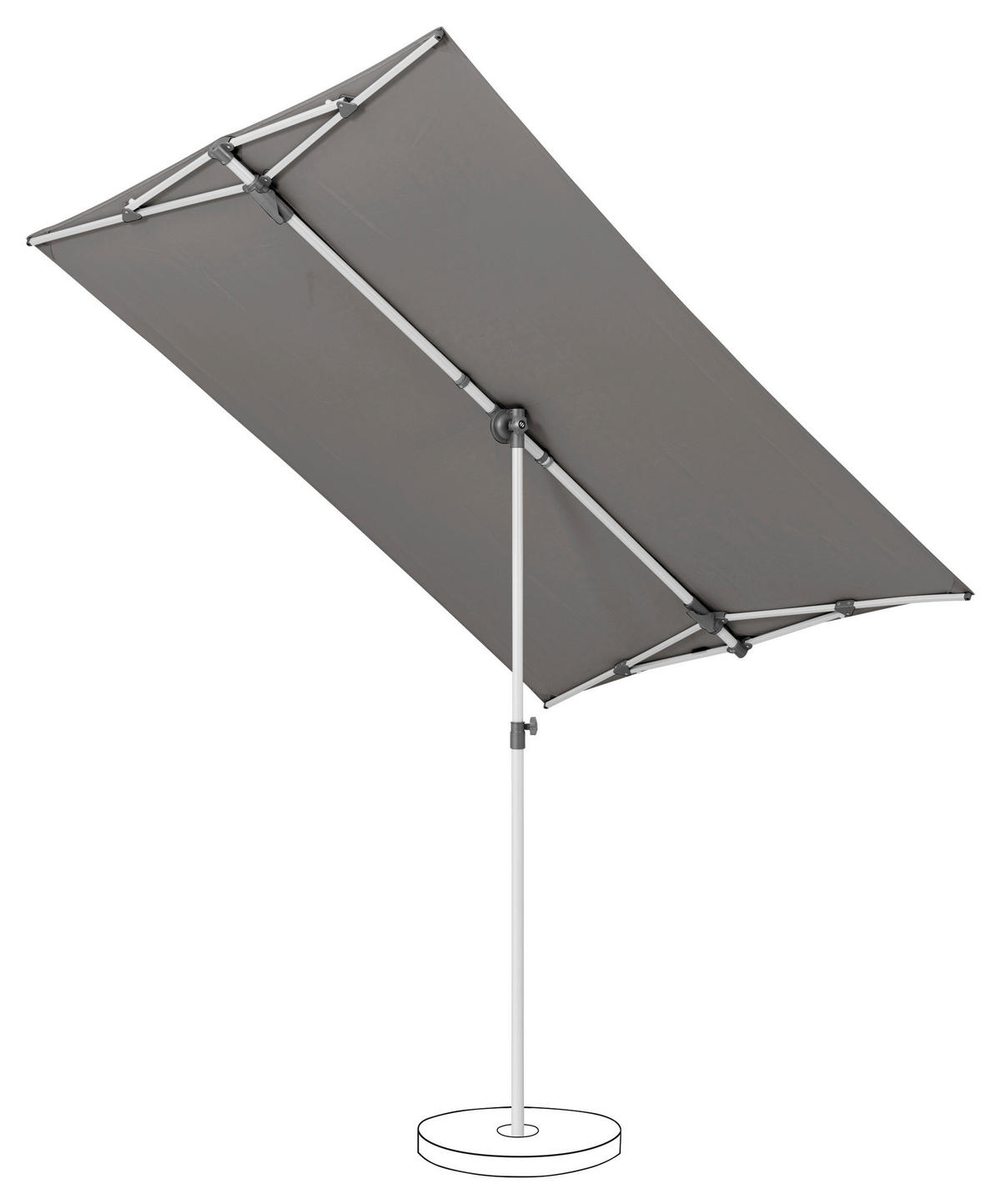 SONNENSCHIRM 210x150 cm Grau  - Silberfarben/Grau, KONVENTIONELL, Textil/Metall (210/150cm) - Suncomfort by Glatz