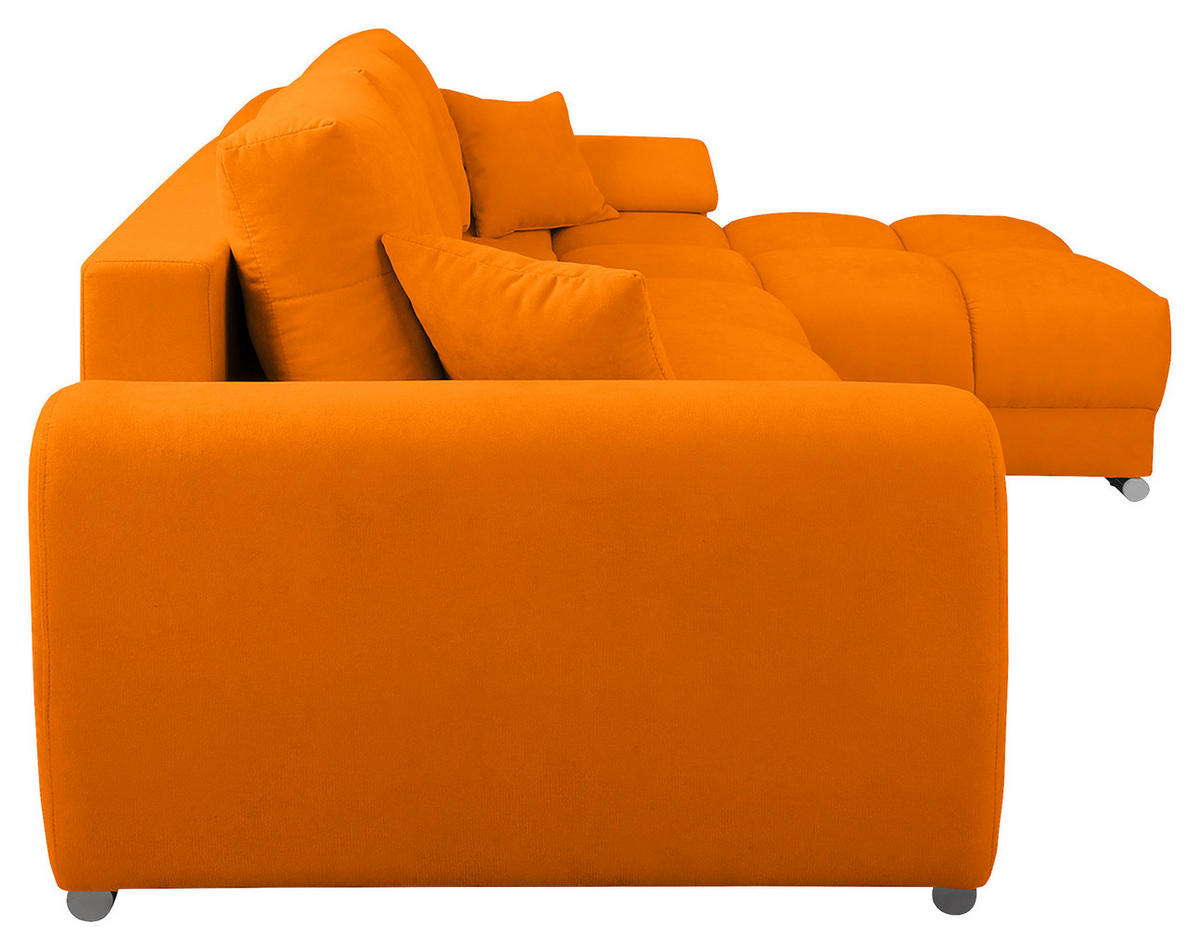 ECKSOFA in Mikrofaser Gelb  - Gelb/Silberfarben, Design, Textil/Metall (256/175cm) - Livetastic