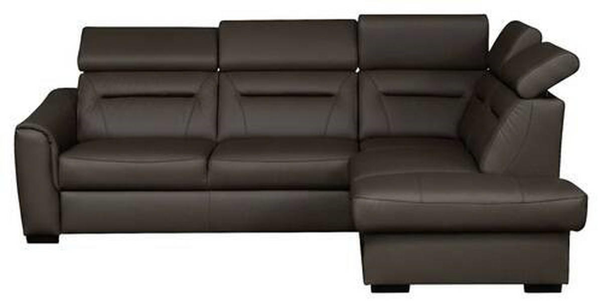 ECKSOFA  in Lederlook Echtleder Dunkelbraun  - Wengefarben/Dunkelbraun, Design, Leder/Holz (212/260cm) - Celina Home