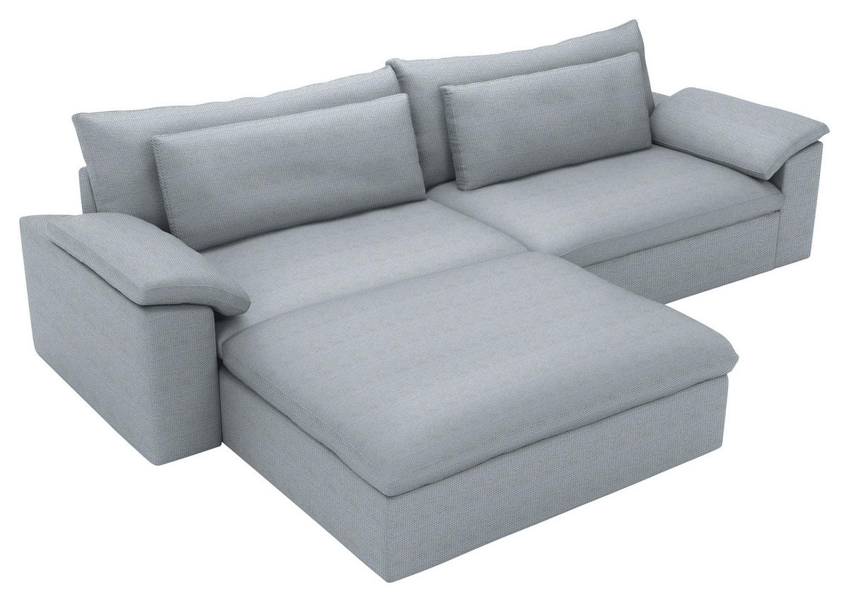 ECKSOFA  Chenille Hellgrau  - Hellgrau/Schwarz, Modern, Kunststoff/Textil (198/306cm) - Carryhome
