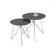 SATZTISCH Anthrazit, Nickelfarben rund  - Anthrazit/Nickelfarben, Design, Holzwerkstoff/Metall - Xora
