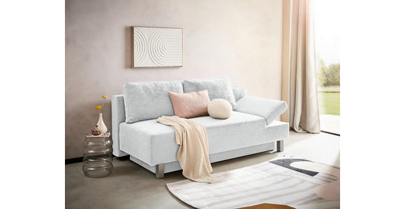SCHLAFSOFA Flachgewebe Creme - Chromfarben/Creme, Design, Holz/Textil (205/77-93/99cm) - Novel