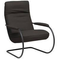 SESSEL in Echtleder Graubraun  - Graubraun/Schwarz, Design, Leder/Metall (80/104/99cm) - Koinor