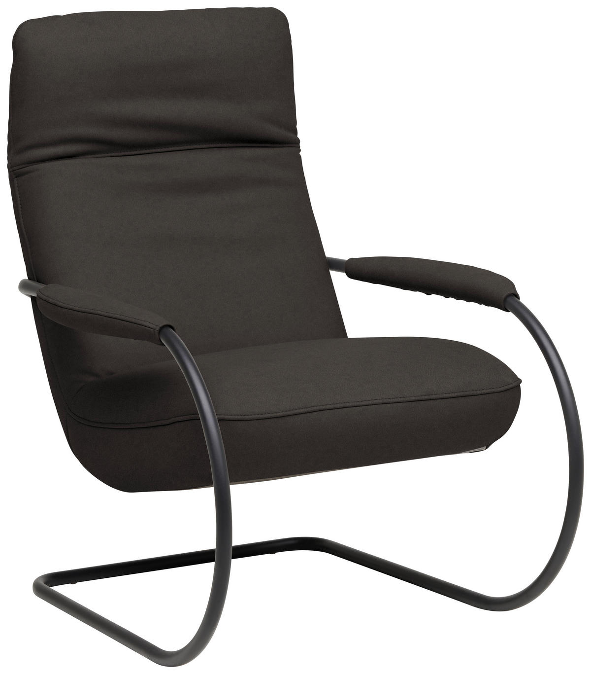 SESSEL in Echtleder Graubraun  - Graubraun/Schwarz, Design, Leder/Metall (80/104/99cm) - Koinor