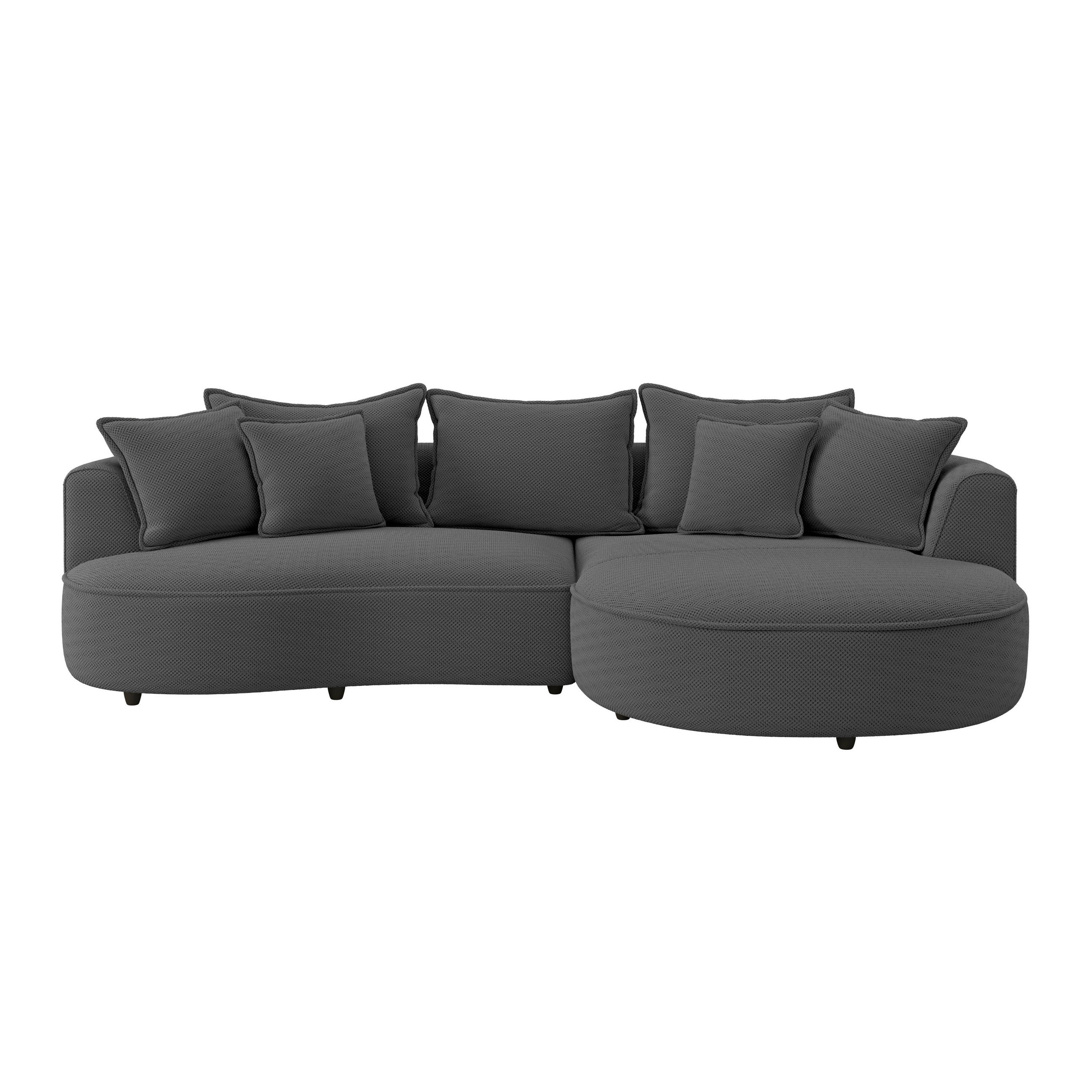ECKSOFA in Velours, Struktur Anthrazit  - Anthrazit/Schwarz, Modern, Kunststoff/Textil (287/168cm) - Livetastic
