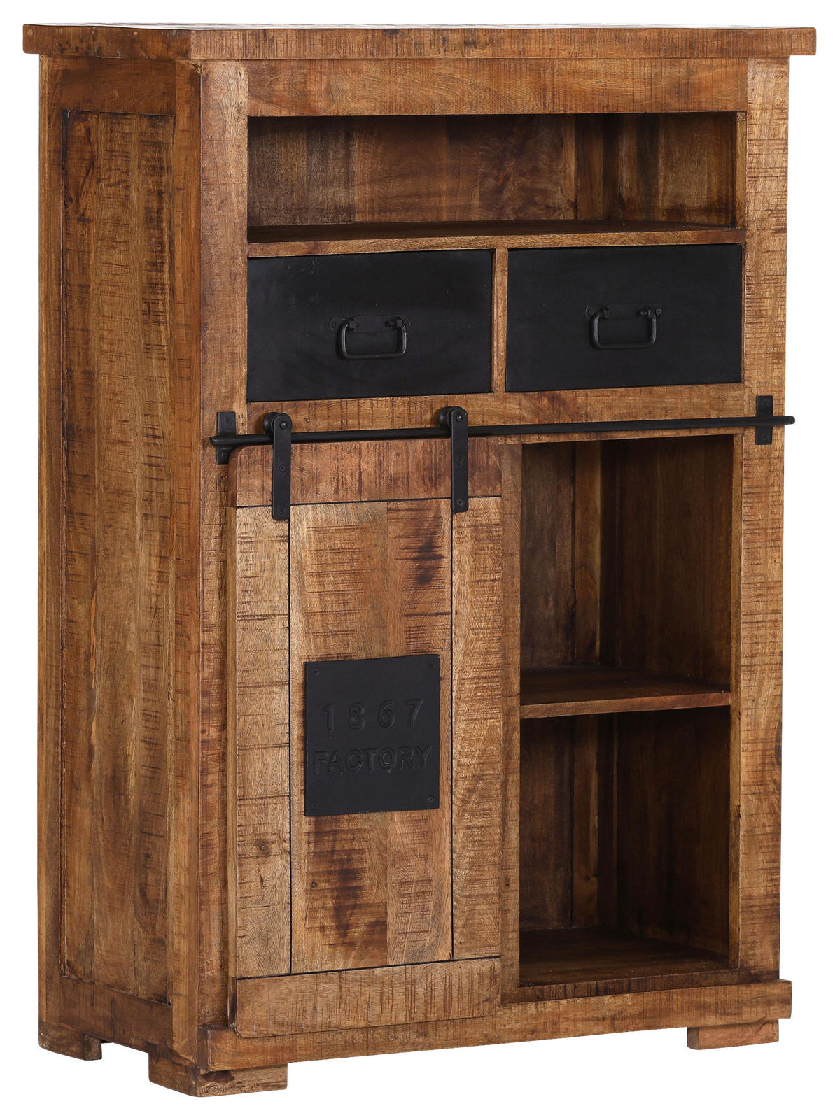 HIGHBOARD  in 90/130/45 cm  - Schwarz/Naturfarben, LIFESTYLE, Holz/Metall (90/130/45cm) - Landscape