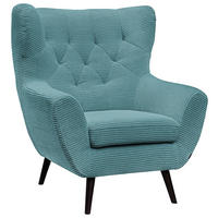 SESSEL in Cord Türkis  - Türkis/Schwarz, Design, Holz/Textil (87/101/95cm) - Stylife