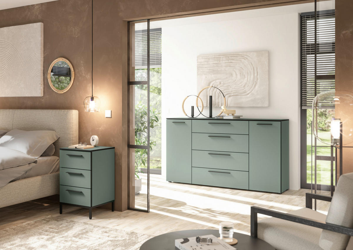 SIDEBOARD Soul  in 180/99,8/40 cm  - Schilfgrün/Schwarz, MODERN, Holzwerkstoff/Kunststoff (180/99,8/40cm)