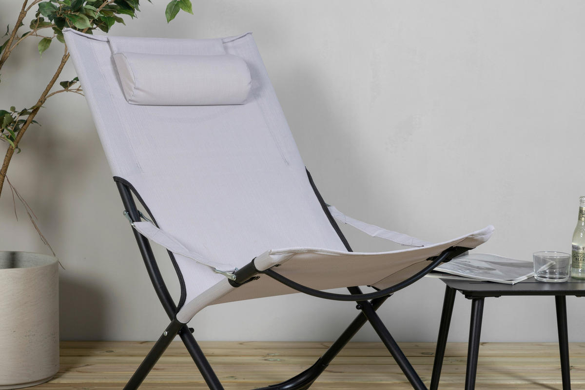 STRANDSESSEL 63/89/84 cm  - Schwarz/Grau, KONVENTIONELL, Textil/Metall (63/89/84cm) - Gardenson