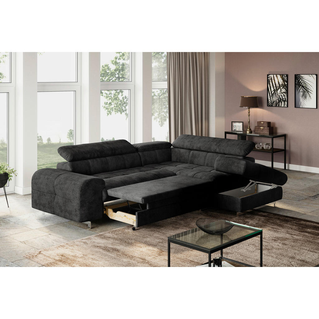 Thumbnail - Livetastic Ecksofa, Schwarz, Textil, 4-Sitzer, Ottomane rechts, L-Form, 257x206 cm, Made in EU, seitenverkehrt erhältlic...