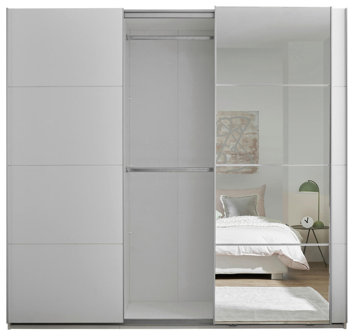 ORMAR S KLIZNIM VRATIMA bijela   - bijela/boje aluminija, Konvencionalno, staklo/drvni materijal (215/204/63cm) - Hom`in