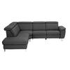 ECKSOFA in Echtleder Anthrazit  - Anthrazit/Alufarben, Design, Leder/Metall (239/271cm) - Cantus