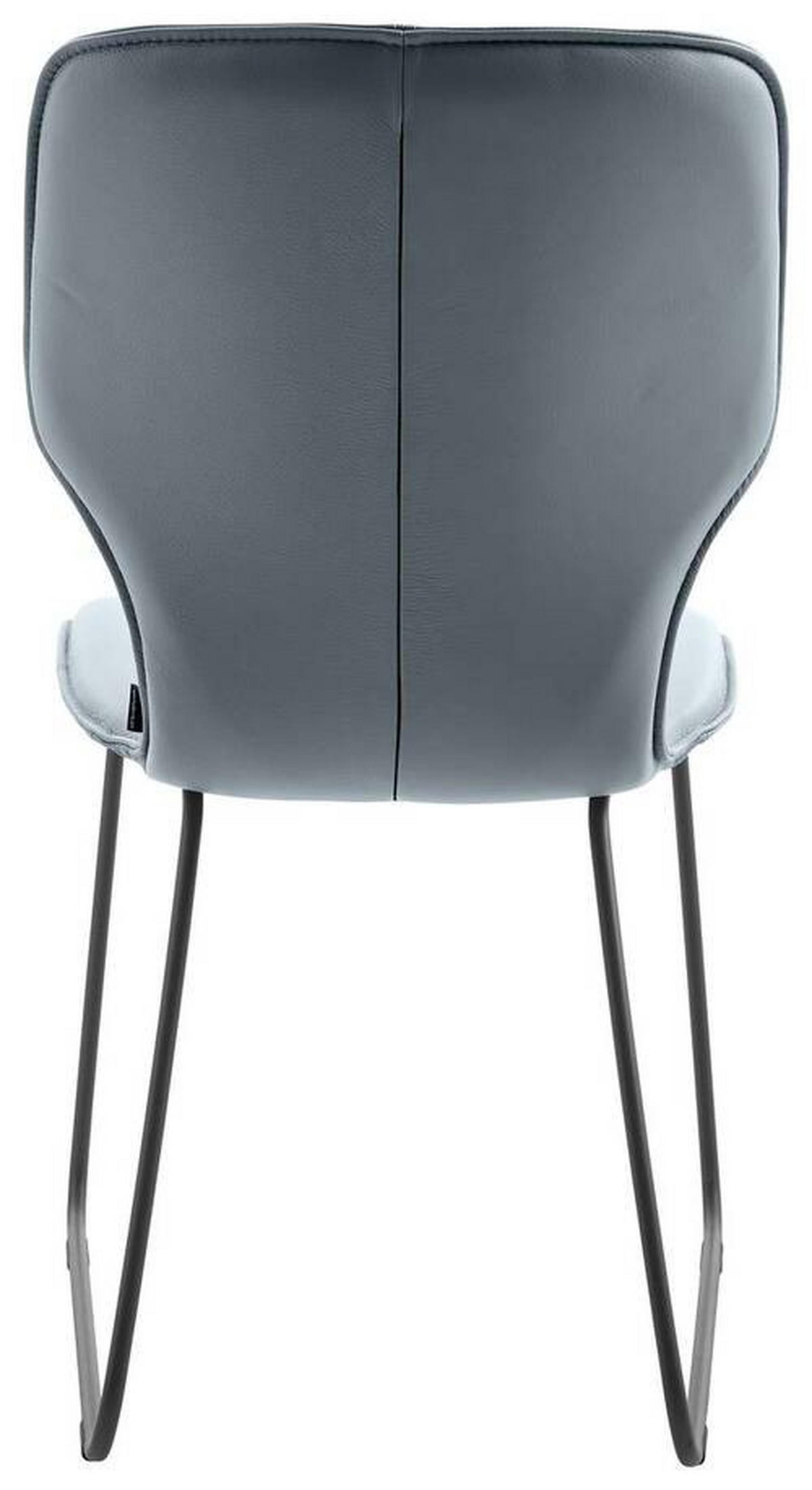 STUHL Echtleder Grau  - Dunkelgrau/Grau, Design, Leder/Metall (49/95/63cm) - Musterring