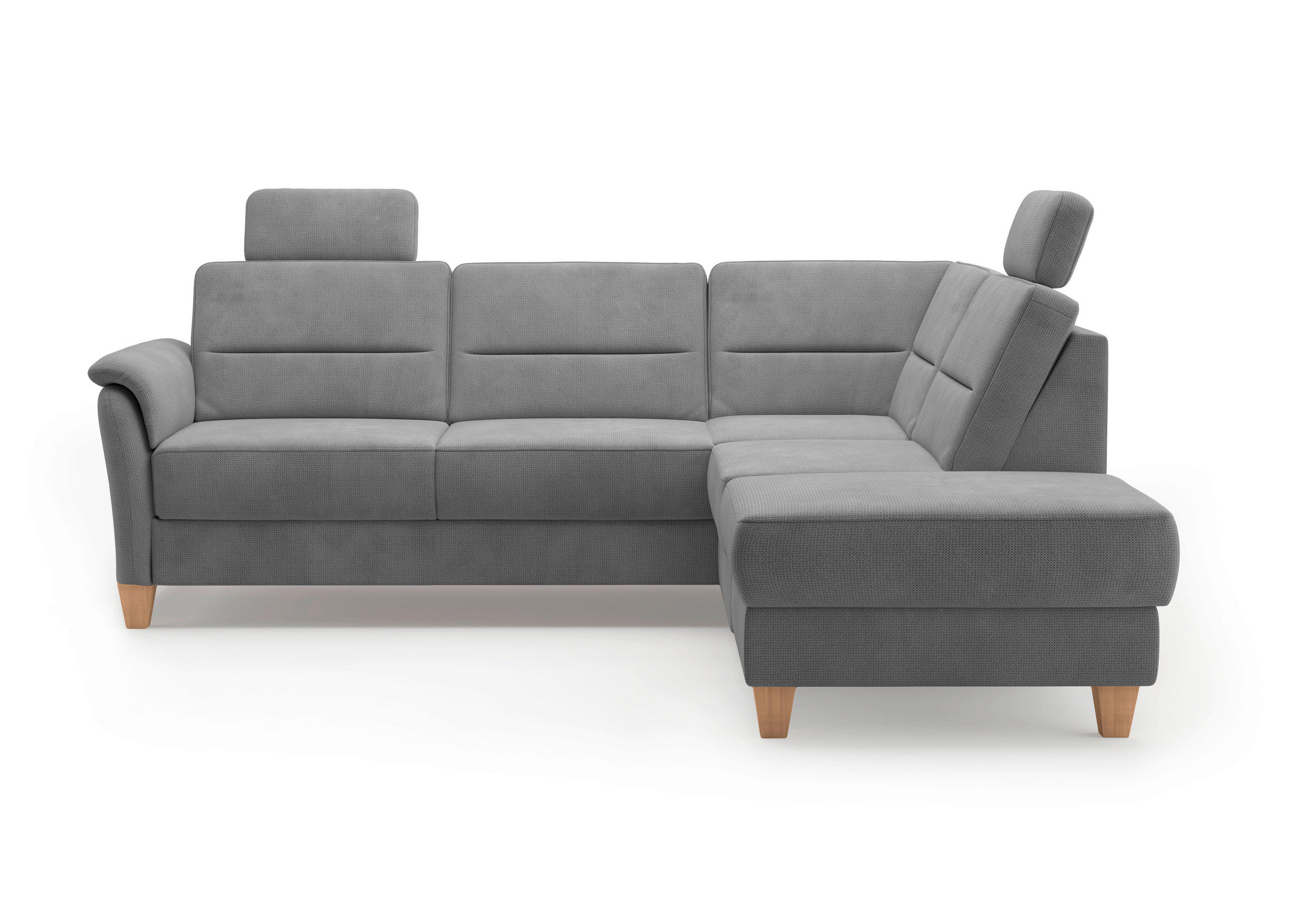 ECKSOFA in Flachgewebe Grau  236/212 cm  - Eichefarben/Grau, KONVENTIONELL, Holz/Textil (236/212cm) - Sit & More
