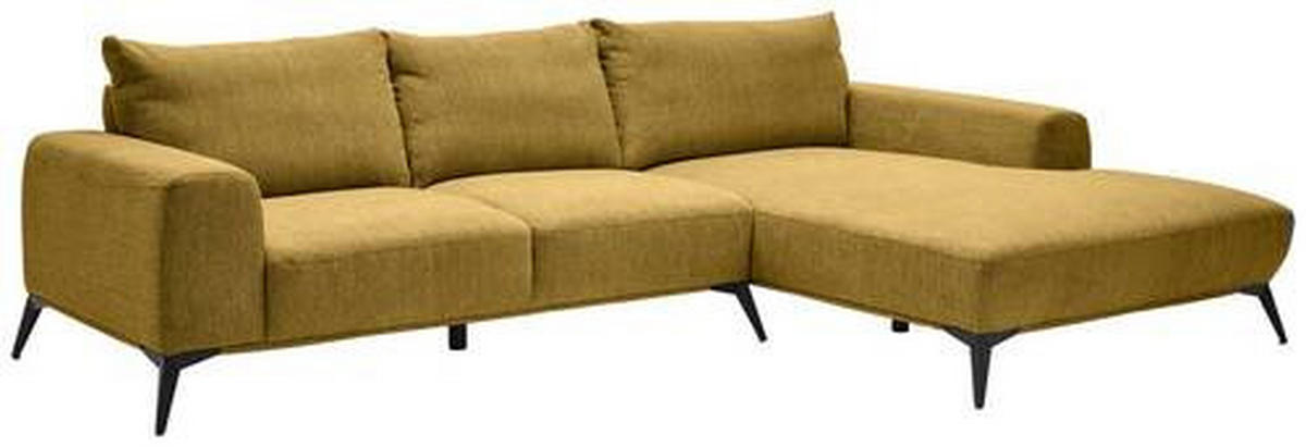 ECKSOFA in Webstoff Dunkelgelb  - Dunkelgelb/Schwarz, Design, Textil/Metall (298/187cm) - Stylife