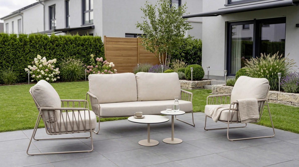 LOUNGESOFA  - Champagner/Weiß, MODERN, Textil/Metall (180/83/60cm) - Tierra Outdoor