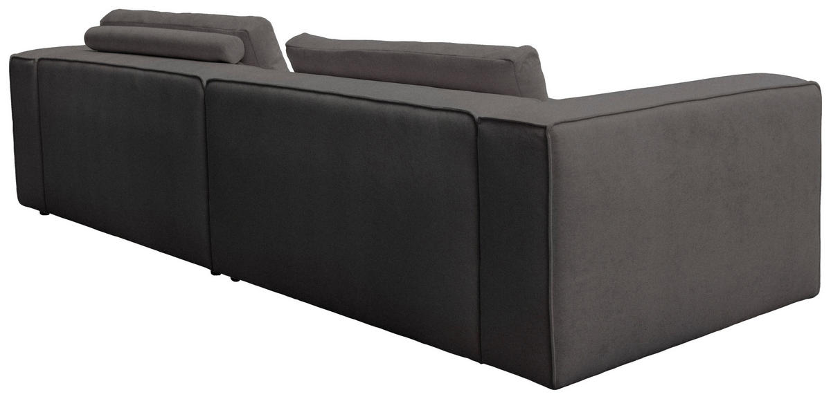 ECKSOFA Dunkelbraun Chenille Rücken echt  - Dunkelbraun/Schwarz, MODERN, Kunststoff/Textil (296/185cm) - Hom`in