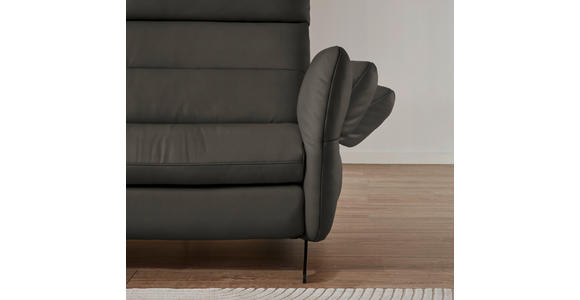 ECKSOFA in Echtleder Dunkelgrau  169/298 cm  - Dunkelgrau/Schwarz, Design, Leder/Metall (169/298cm) - Dieter Knoll