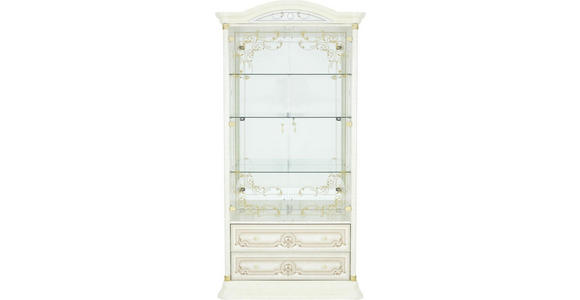 VITRINE in Beige - Beige/Goldfarben, LIFESTYLE, Glas/Holzwerkstoff (109/212/53cm) - Cantus