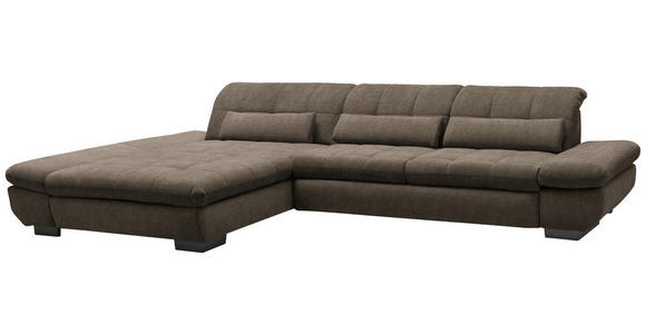 ECKSOFA  in Flachgewebe Braun  204/341 cm  - Schwarz/Braun, Design, Textil/Metall (204/341cm) - Xora