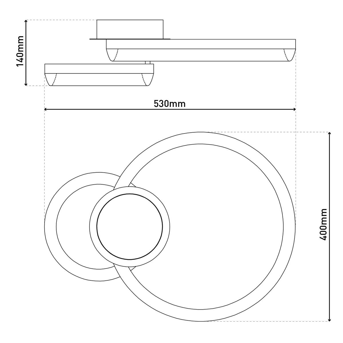 LED-DECKENLEUCHTE CIRULO 53/40/14 cm   - Schwarz/Weiß, KONVENTIONELL, Kunststoff/Metall (53/40/14cm) - Näve