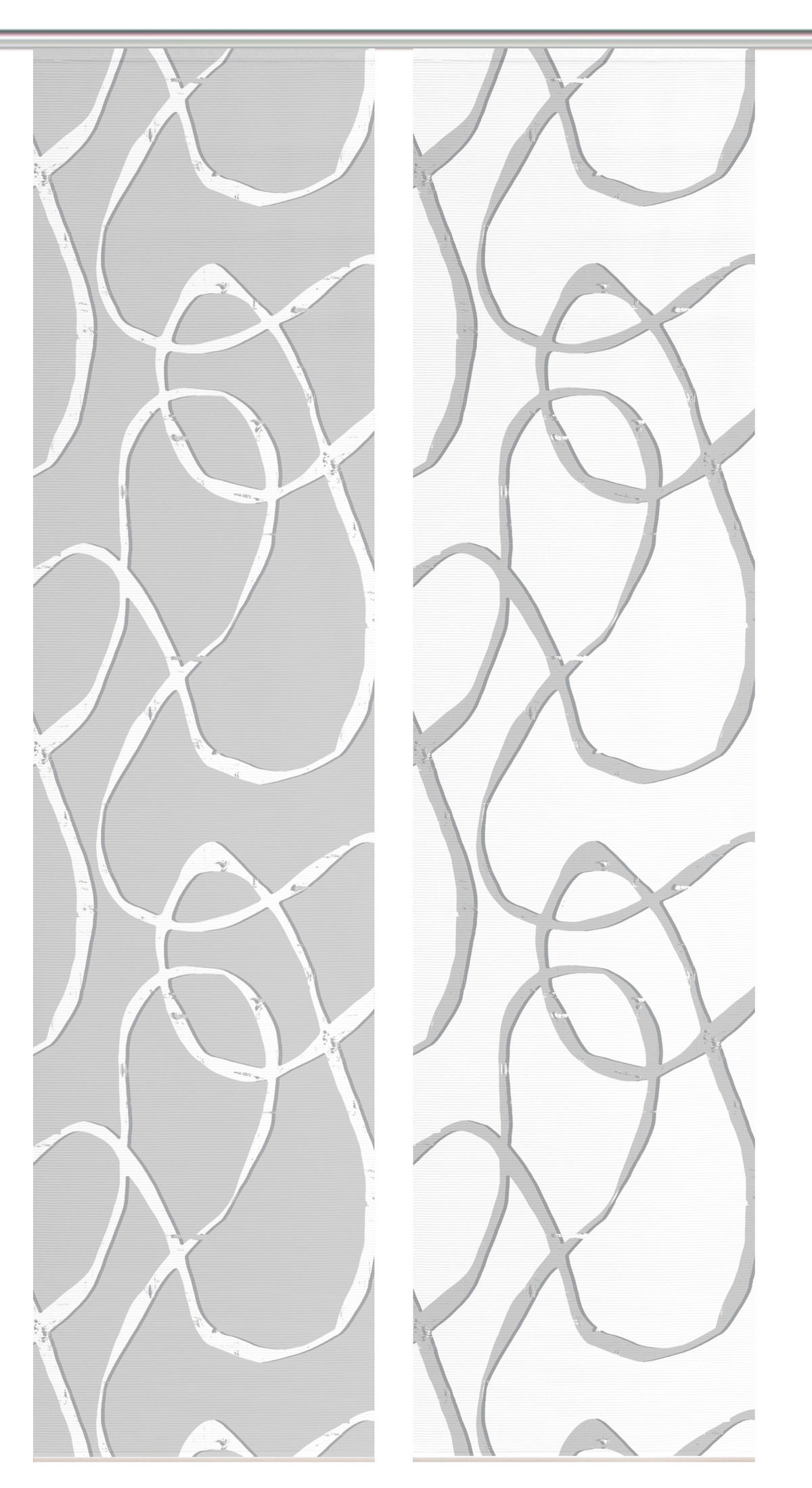 FLÄCHENVORHANG  2 Stück  blickdicht  60/260 cm   - Grau Hochglanz/Weiß, KONVENTIONELL, Textil (60/260cm)