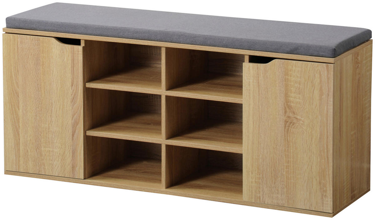 GARDEROBENBANK - Grau/Sonoma Eiche, Basics (103/48/30,50cm) - Kesper