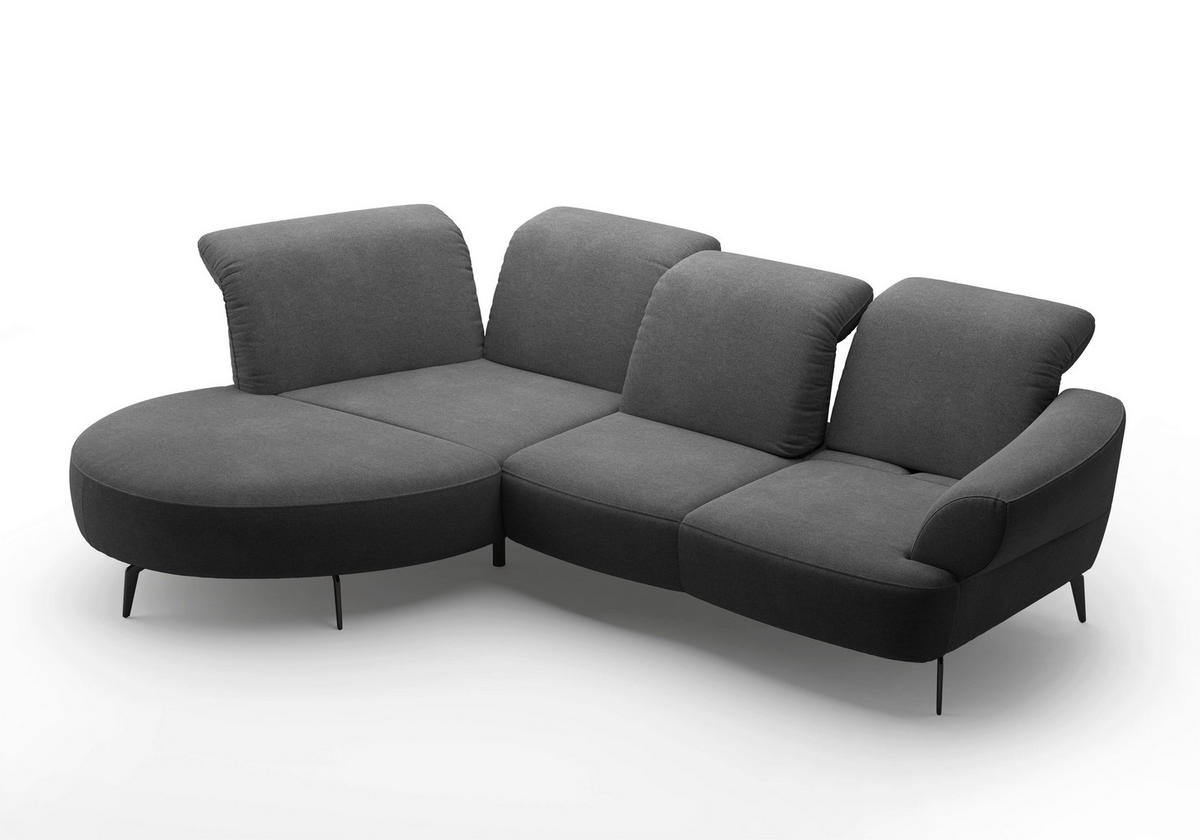 ECKSOFA DANCE E Dunkelgrau Mikrofaser  - Dunkelgrau/Schwarz, MODERN, Textil/Metall (208/313cm) - Sit & More