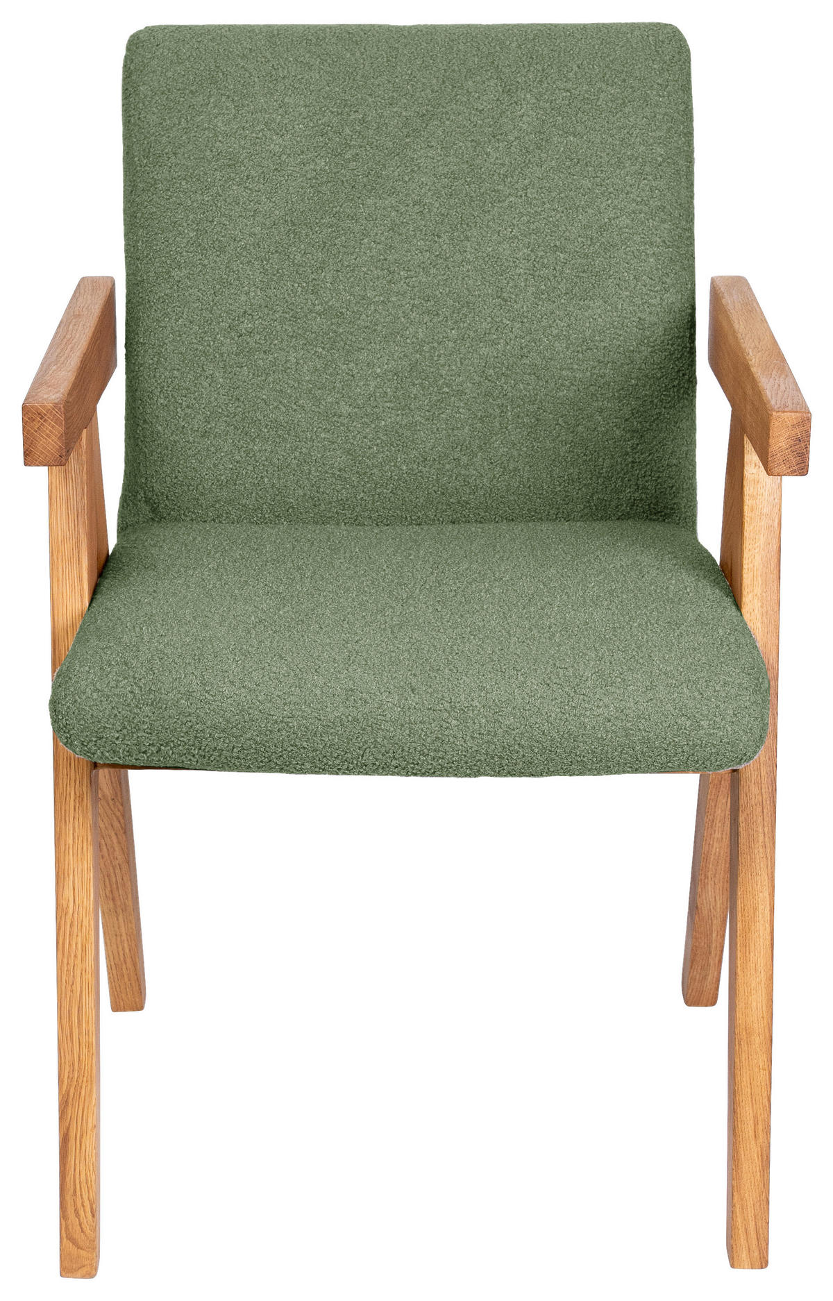 ARMLEHNSTUHL  in Bouclé  - Eichefarben/Grün, KONVENTIONELL, Holz/Textil (53,5/83/62cm) - Linea Natura