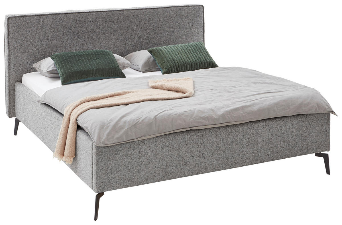 POLSTERBETT 180/200 cm  in Grau  - Birkefarben/Buchefarben, Design, Holz/Textil (180/200cm) - home24