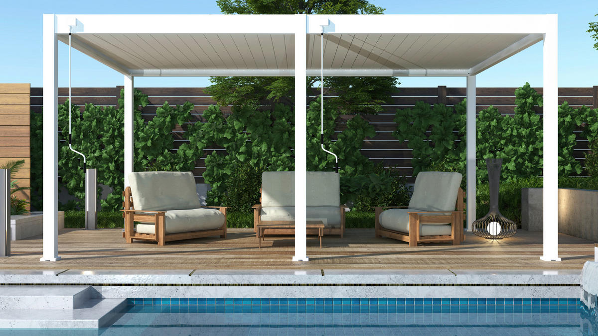 PERGOLA 360/255/530 cm   - Weiß Hochglanz, Basics, Metall (360/255/530cm) - Gardenson