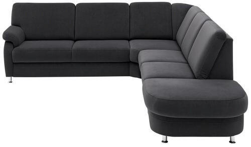 ECKSOFA in Flachgewebe Anthrazit  - Anthrazit/Alufarben, Konventionell, Textil/Metall (269/289cm) - Beldomo System