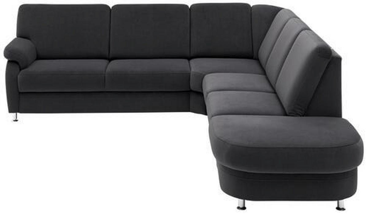 ECKSOFA in Flachgewebe Anthrazit  - Anthrazit/Alufarben, Konventionell, Textil/Metall (269/289cm) - Beldomo System