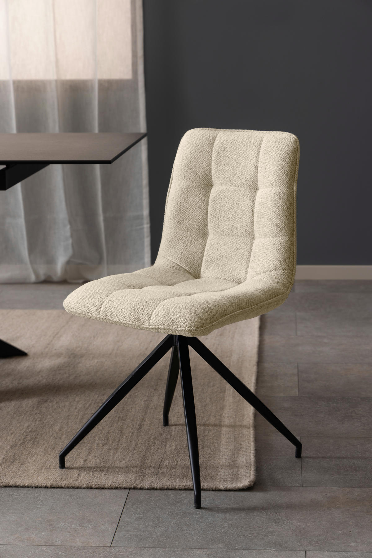 STOLICA  krem  tekstil      - crna/krem, Design, tekstil/metal (47/85/55,5cm) - MID.YOU