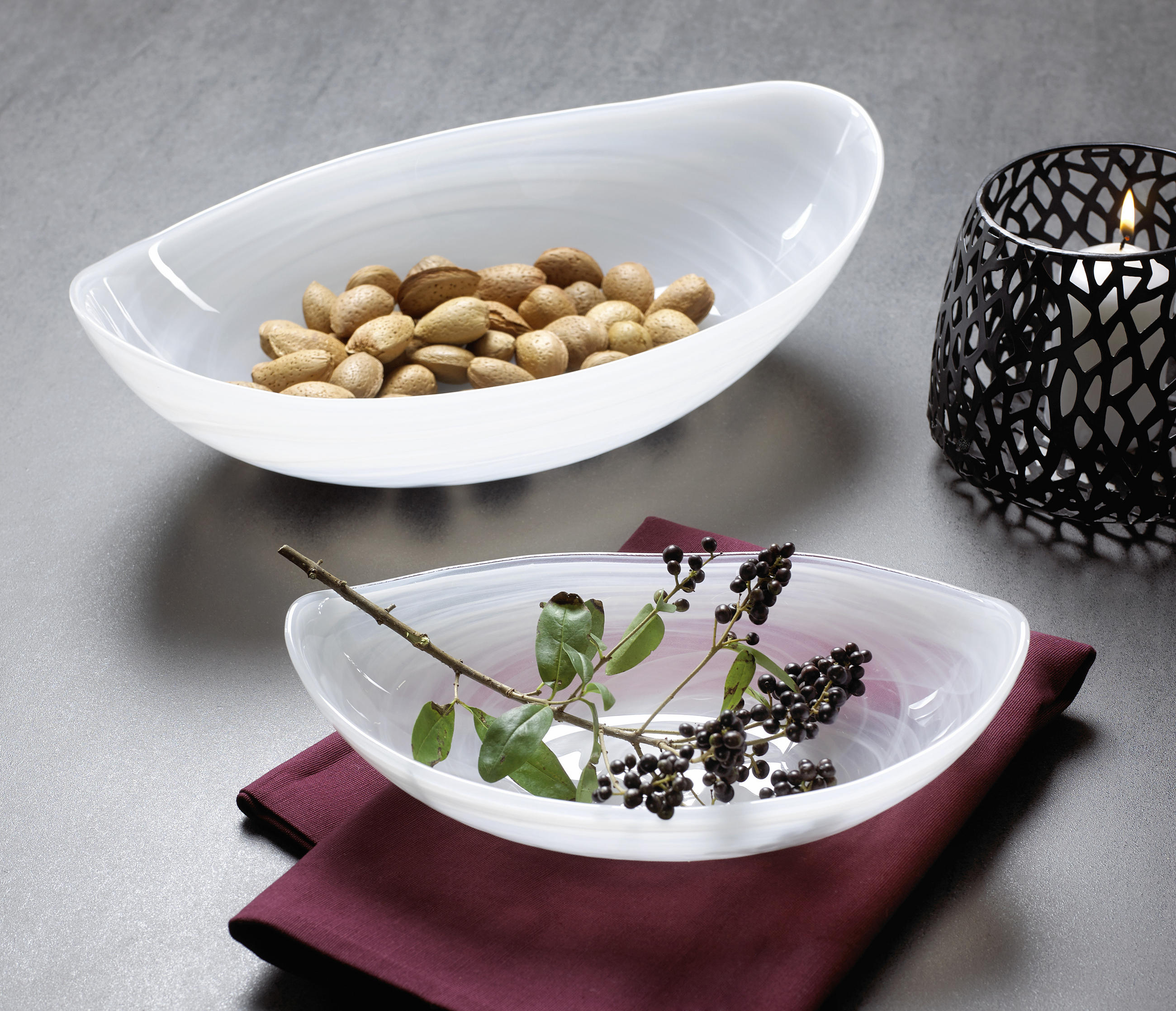 SCHALE Alabastro 22 cm - Weiß, Basics, Glas (22cm) - Leonardo