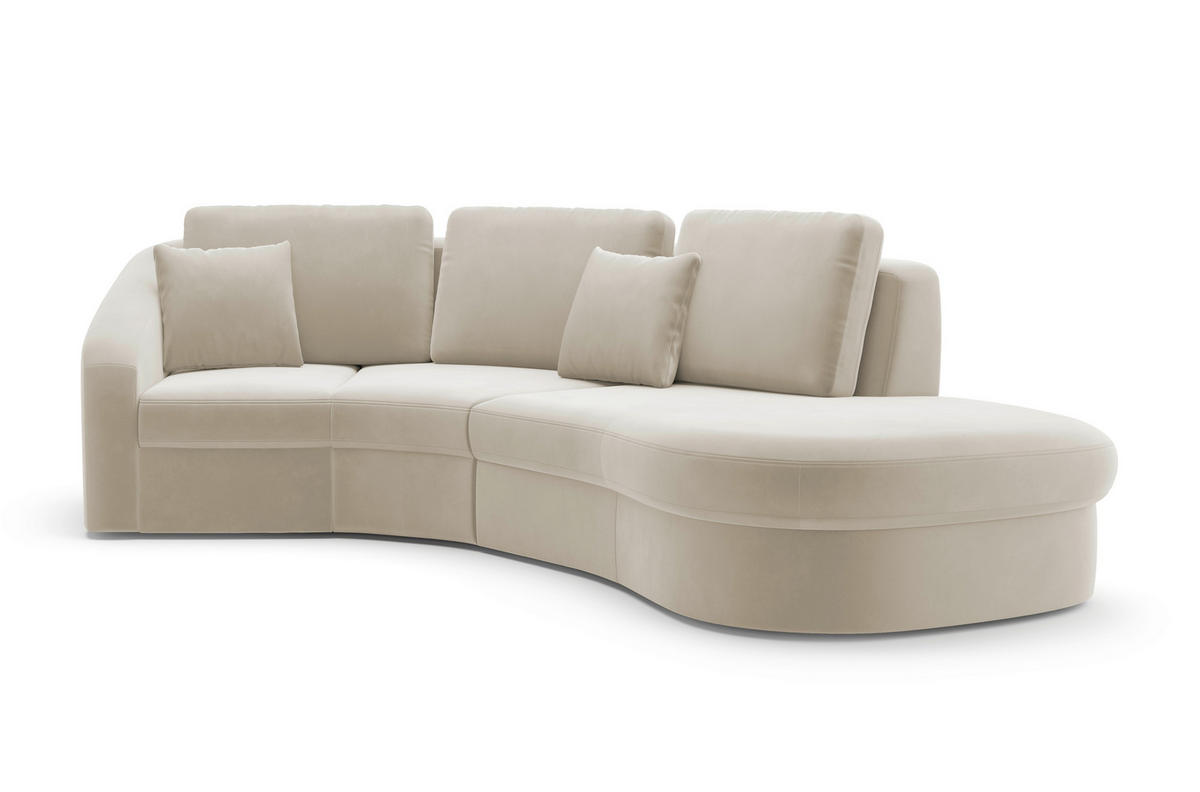 ECKSOFA in Samt Sandfarben  - Sandfarben/Schwarz, Modern, Kunststoff/Textil (266/230cm) - Sit & More