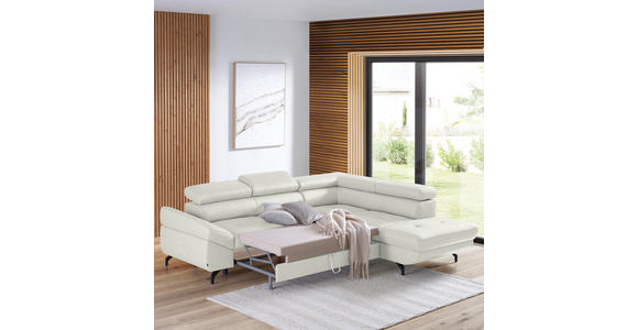 ECKSOFA in Echtleder Weiß - Schwarz/Weiß, Design, Leder/Metall (270/220cm) - Novel