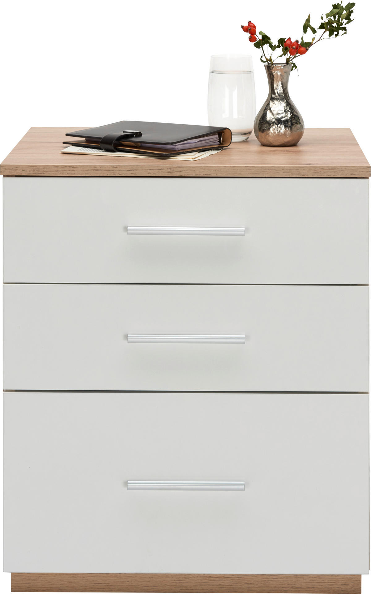NOĆNI ORMARIĆ bijela, boje hrasta   - bijela/boje hrasta, Design, drvni materijal/plastika (50/60/40cm) - Carryhome