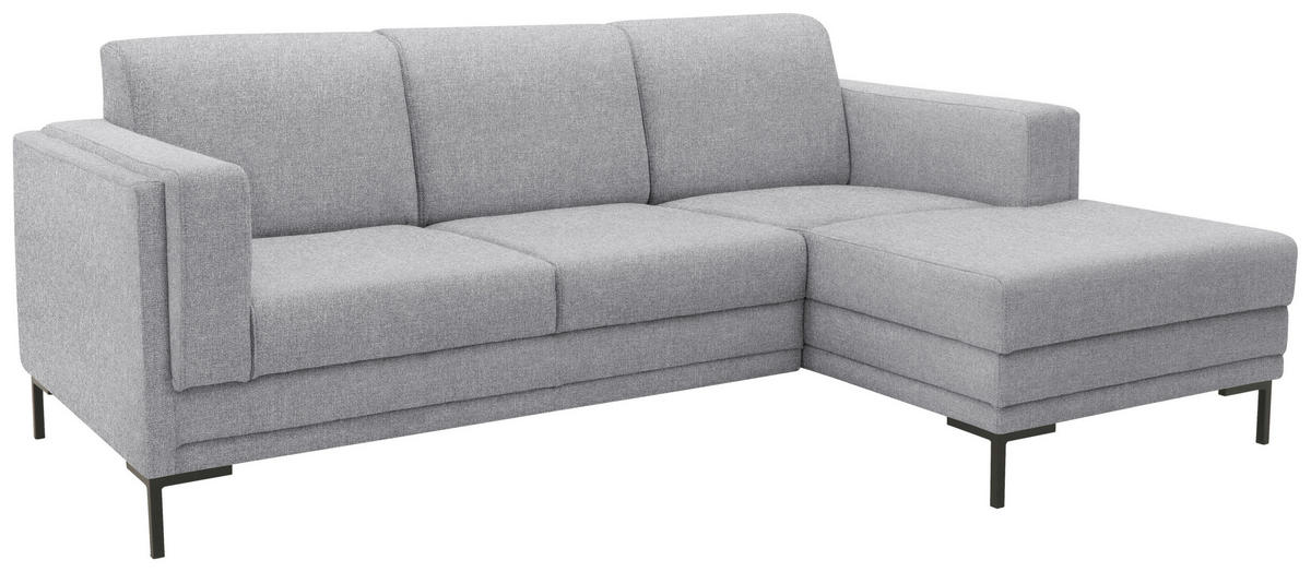 ECKSOFA in Webstoff Silberfarben  214/146 cm  - Silberfarben/Schwarz, Design, Textil/Metall (214/146cm) - LOOKS by W.Joop