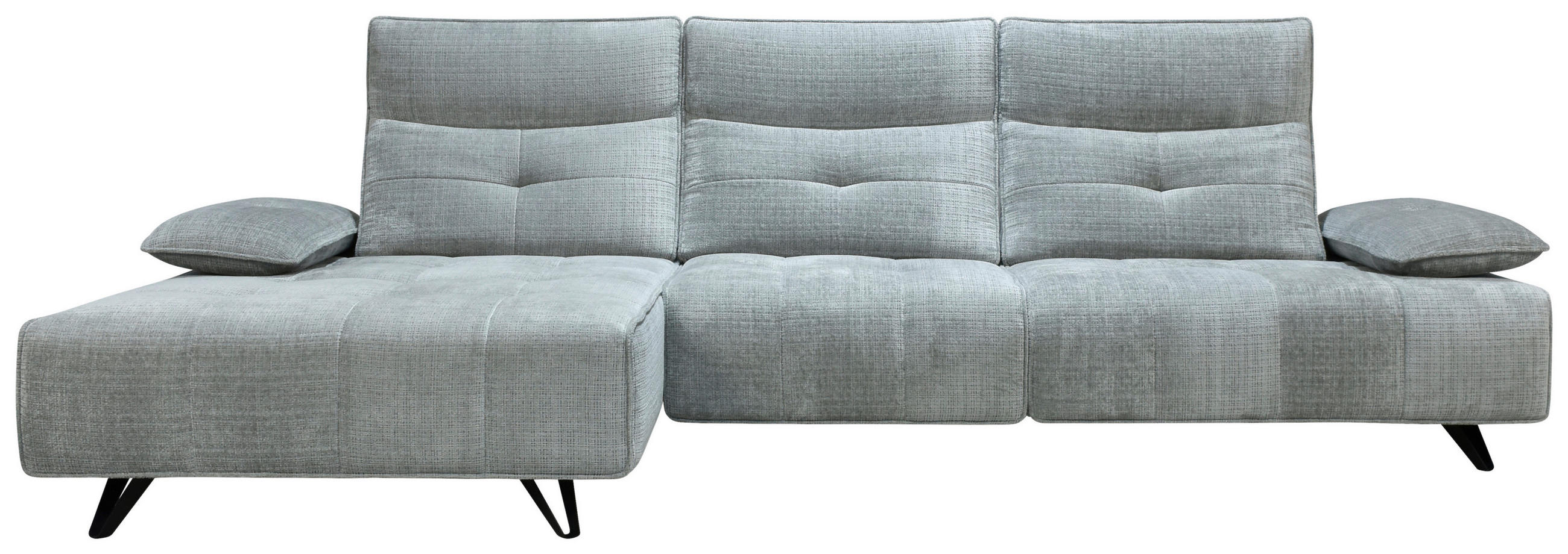 ECKSOFA Hellgrau Chenille  - Hellgrau/Schwarz, Design, Kunststoff/Textil (162/314cm) - Livetastic