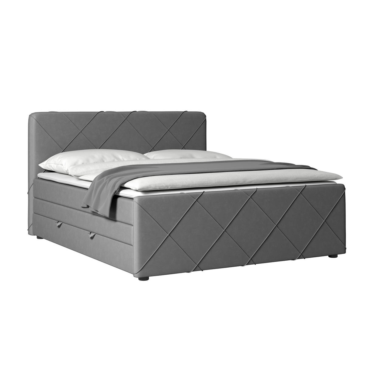 BOXSPRINGBETT 180/200 cm  in Hellgrau  - Hellgrau/Schwarz, Modern, Karton/Holz (180/200cm) - MID.YOU