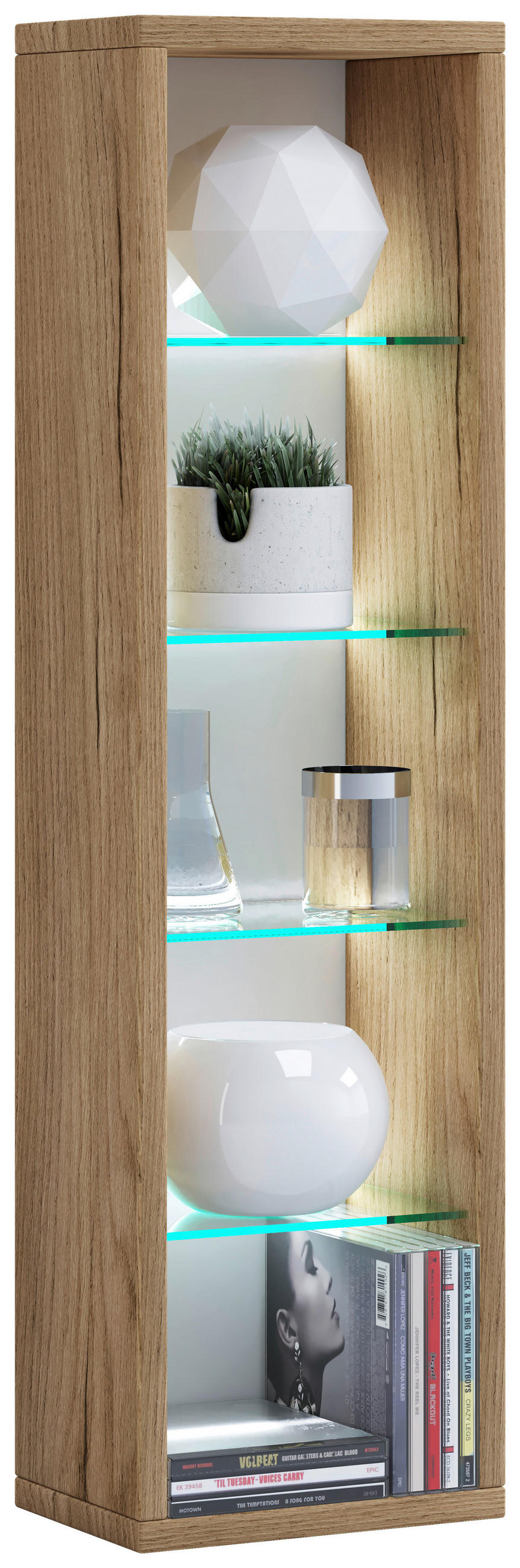 WANDREGAL 21/77/14 cm  - Honigeiche, Design, Glas/Holzwerkstoff (21/77/14cm) - MID.YOU