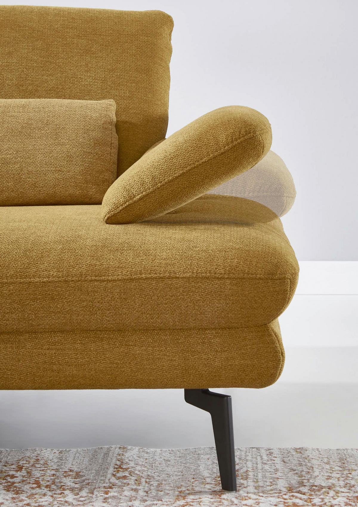 ECKSOFA in Chenille Currygelb  - Currygelb/Schwarz, Design, Textil/Metall (180/310cm) - Dieter Knoll