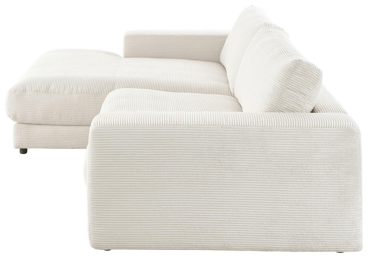 ECKSOFA in Cord Weiss  - Weiss/Schwarz, Design, Kunststoff/Textil (190/270cm) - Lomoco
