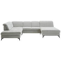 WOHNLANDSCHAFT in Chenille Silberfarben  - Silberfarben/Schwarz, Design, Textil/Metall (255/369/198cm) - Beldomo Style