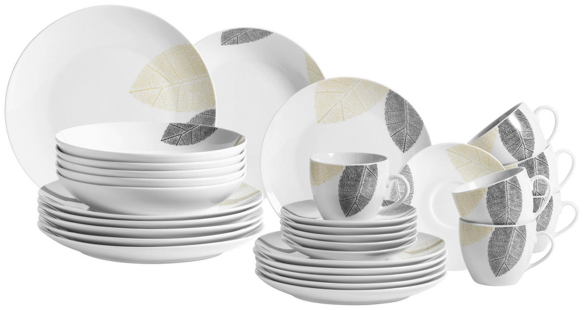 KOMBISERVICE Jona 30-teilig  - Weiss, Basics, Keramik - Mäser