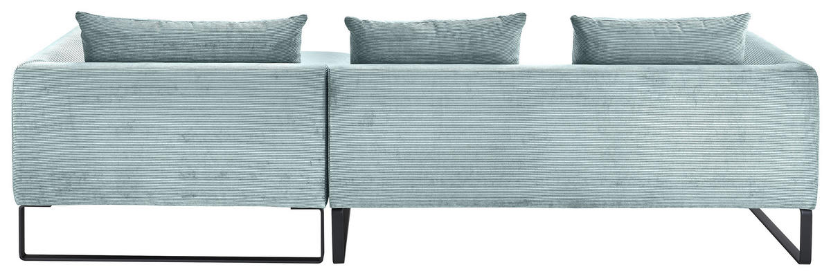 ECKSOFA Hellblau Cord  - Schwarz/Hellblau, KONVENTIONELL, Textil/Metall (284/178cm) - Hom`in