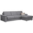 ECKSOFA in Flachgewebe Grau  - Chromfarben/Grau, KONVENTIONELL, Textil/Metall (285/176cm) - Novel