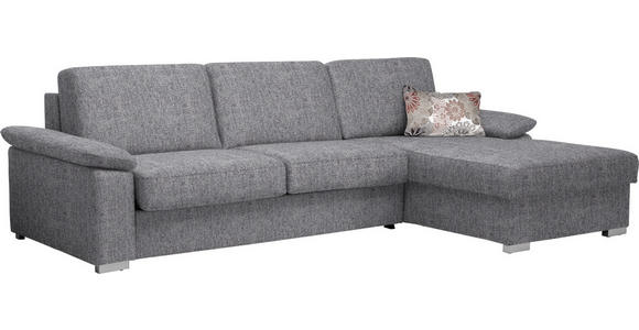 ECKSOFA in Flachgewebe Grau - Chromfarben/Grau, KONVENTIONELL, Textil/Metall (285/176cm) - Novel